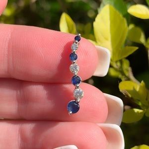 14K Diamond Sapphire Journey Pendant